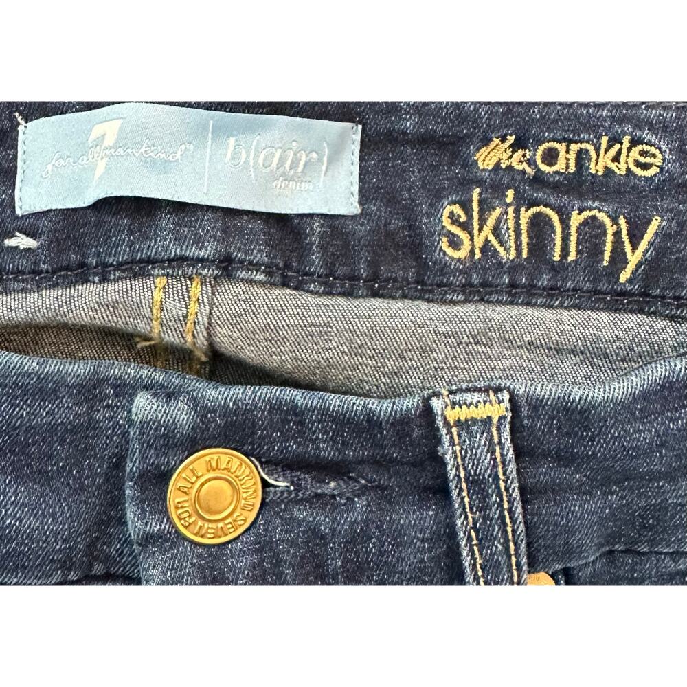 7 for All Mankind b(air) Denim The Skinny Ankle Jeans Dark Wash Size 24 - Picture 9 of 10